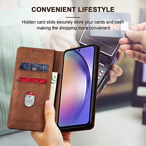 Image of Jasonyu Case for Samsung Galaxy A54 Flip Case, Brown