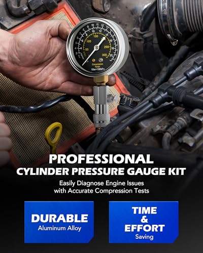 Image of Orion Motor Tech Engine Compression Tester Kit, 11 pc Cylinder Compression Tester Kit with Spark Plug Tester, Engine Cylinder Pressure Gauge for Gas Petrol Engines