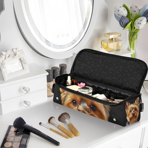 Hair Tools Travel Bag and Heat Resistant Mat with Zipper Large Hair Straigheners Travel Case for Hot Tools Curling Iron Flat Irons Volumizer Styler Yorkshire Terrier Black Background Accessory miniatura 7