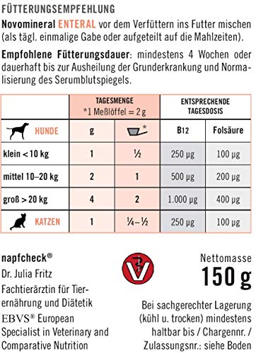 napfcheck Novomineral Enteral - Vitamin B12 und Folsäure für Hunde und Katzen - 150 g