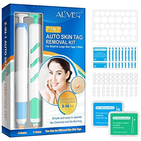 2 in-1Painless Skin Tag Remover Kit, 2pcs Skin Tag Remover Pen, Easy & Fast-Acting Skin Tag Remover Device to Remove for Small to Large Sized (2mm-8mm) Skin Tags for All Body Parts Cover