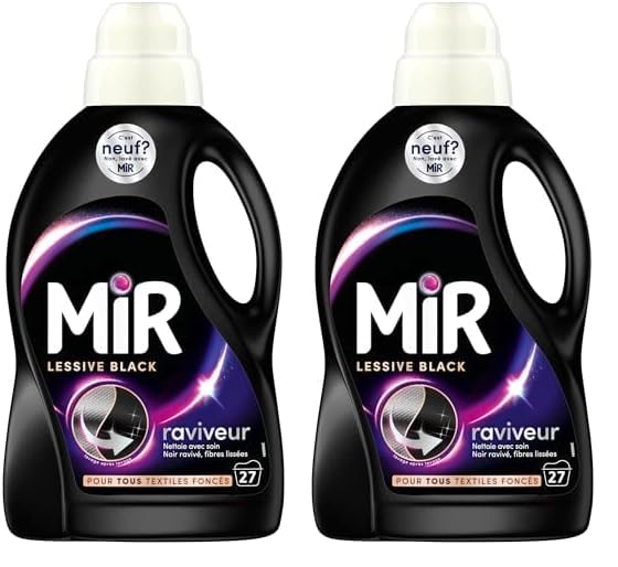 Mir Lessive Liquide Black Main & Machine Formule Unique 3en1, 1.35L (Lot de 2)