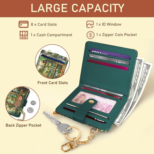 Image of Jogjam Plants Flower Pots Rfid Girls Girly Teen Wallet, Small Slim Thin Compact Travel Credit Card Women Wallet, PU Leather Bifold Cash Zipper Coin Pocket ID Window for Female Ladies Gifts