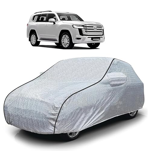 Image of Sulfar 100% Waterproof Car Body Cover Compatible with Mirror for Toyota Cruiser (Triple Stitched, Full Bottom Elastic, Magic Silver with Black Piping)