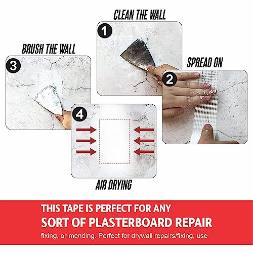 LORD C PLASTERBOARD & DRYWALL SCRIM TAPE Mesh Flashing Plastering Patching Holes High Strength heavy duty White Tape Measures Reinforce Joint Repair Ceiling Cracks (1 - Image 3