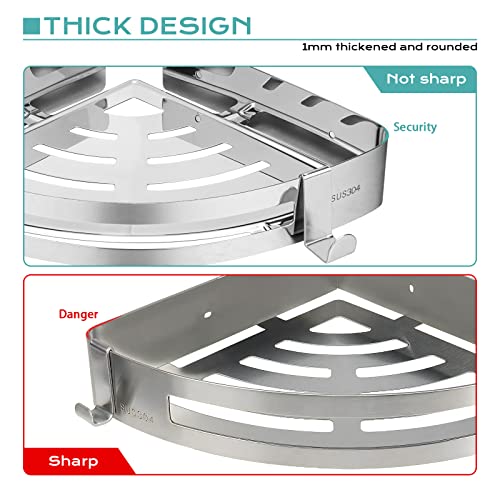 Misounda Corner Shower Caddy, Shower Rack With 4 Hooks - 2 Pack, No Drilling Wall Mounted Shower Caddy, Shower Organizer For Bathroom Storage - Large #TOP2