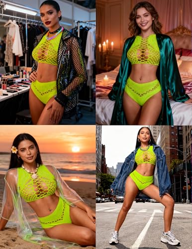 Image of Avidlove Womens Fishnet Lingerie for Women Sexy Two Piece Lingerie Set Stripper Outfit