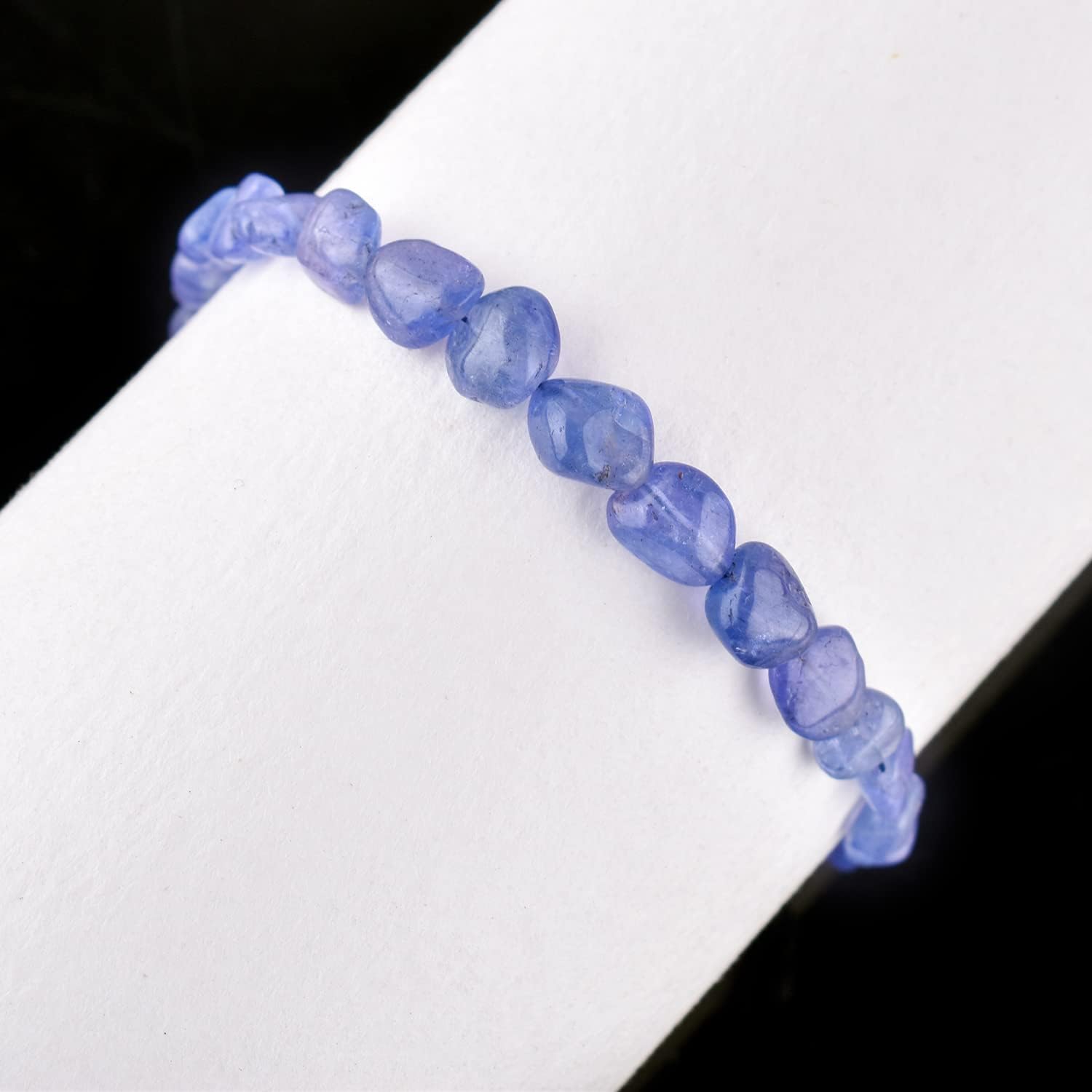 InfinityGemsArt Natural Tanzanite Gemstone Tumbled Beads Bracelets for her, December Birthstone, Crystals, 925 Sterling Silver Chain 8 inch, Karma Stone, Women Elegant Jewelry Graduation Gifts