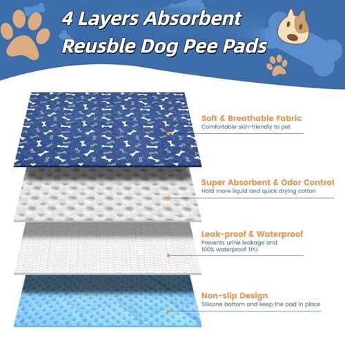 2026 Upgraded Washable Puppy-Pad with Pheromones, Pee Pads for Dogs, Washable Pee Pads for Dogs & Cats, Leak Protection, Non-Slip Base, Reuse, for Home & Travel (A+B, S 16×24in)