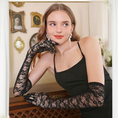 Lace Gloves Women Long Black Lace Gloves for Women Elegant OperaTea Party3