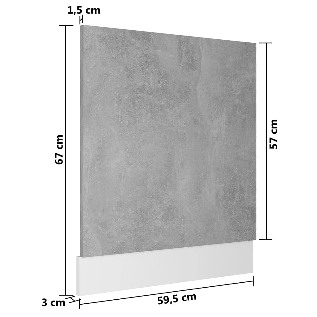 Tomostar Façade de Porte Lave Vaisselle, Panneau de Lave-Vaisselle Accessoire pour Lave-Vaisselle Cuisine Lyon Gris béton Bois d'ingénierie