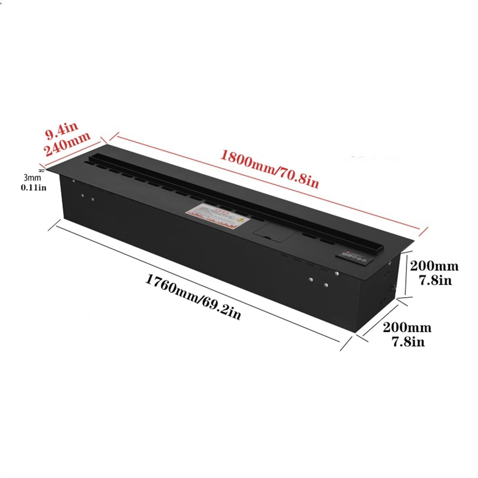 Camino a Vapore Acqueo Camino elettrico ad incasso con effetto di fiamma realistica 3D, camino a vapore in acciaio inossidabile ultra-sottile, controllo del touch, telecomando Decorare il Caminetto Fi