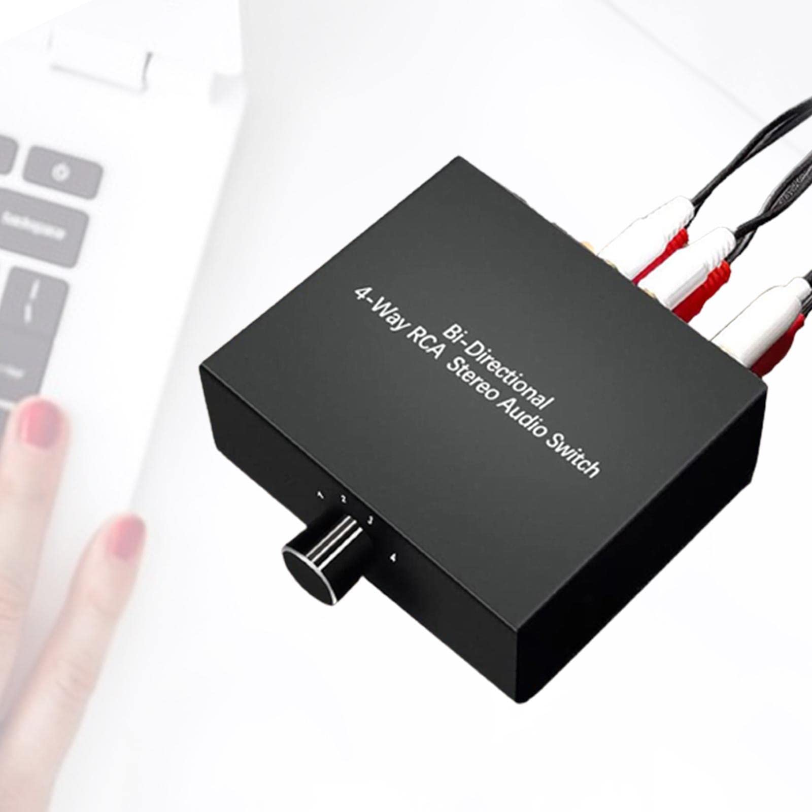 predolo 4 Porte bidirezionali Switcher Box Audio Splitter RCA Stereo Switch Selector Distributore, Interruttore a 4 canali