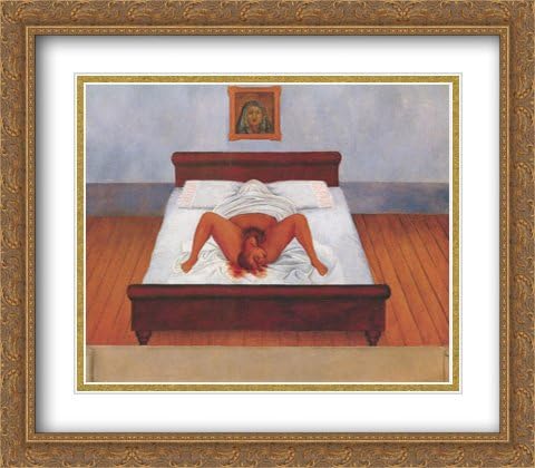 My Birth 2X Matted 32x28 Large Gold Ornate Framed Art Print by Frida Kahlo