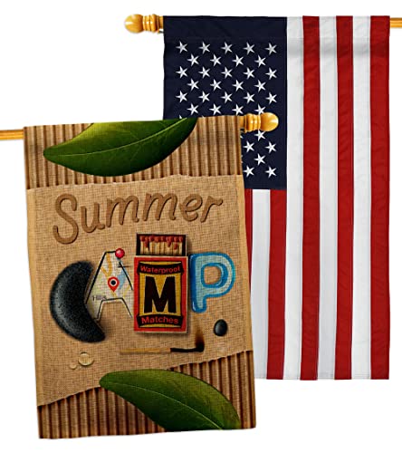 Ornament Collection Ready House Flag Pack Outdoor Camping Rustic Camper RV Trailer Adventure Site Campfire Embroidery Decoration Banner Small Garden Yard Gift Double-Sided, Made in USA