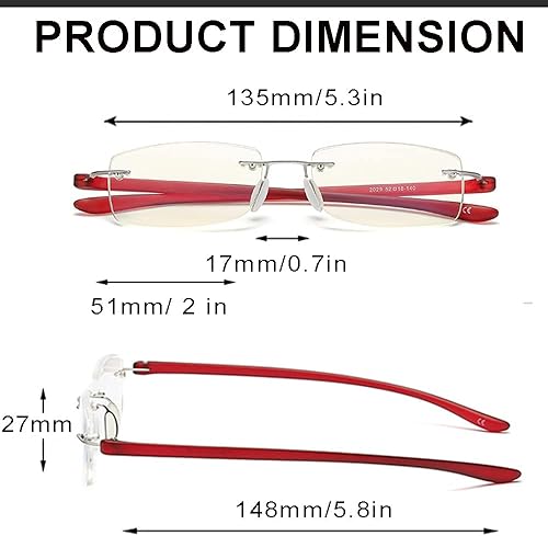 Miniatura 4 de Lentes de lectura sin montura para mujer, Tr90, con bloqueo de luz azul, ligeros, sin marco, para lectura de computadora
