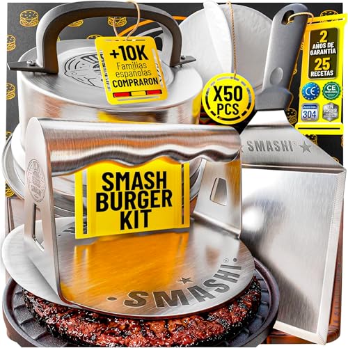 Smashi Smash Burger Kit Piezas Profesional Acero Inoxidable 304 Certificado Eu Contacto Alimentos Prensa Hamburguesas Smasher Tratamiento Antiadherente El Auténtico Kit Smash Burger Experto
