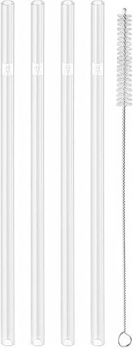 ZWILLING Sorrento - Juego de 5 pajitas de cristal rectas, transparente