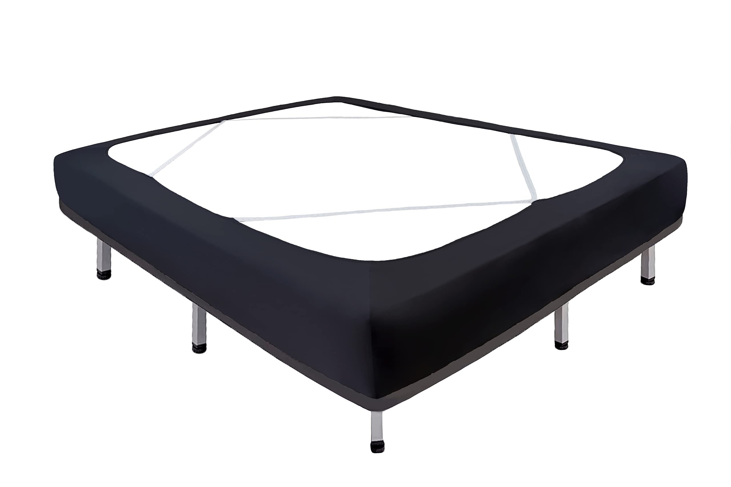 Biscaynebay Decorative Box Spring Cover King & Cal King Size, Black Luxurious Jersey Knitting Stretchy Wrap Around 4 Sides Bed Skirts for Home/Hotels, Easy Fit Wrinkle Free Machine Washable
