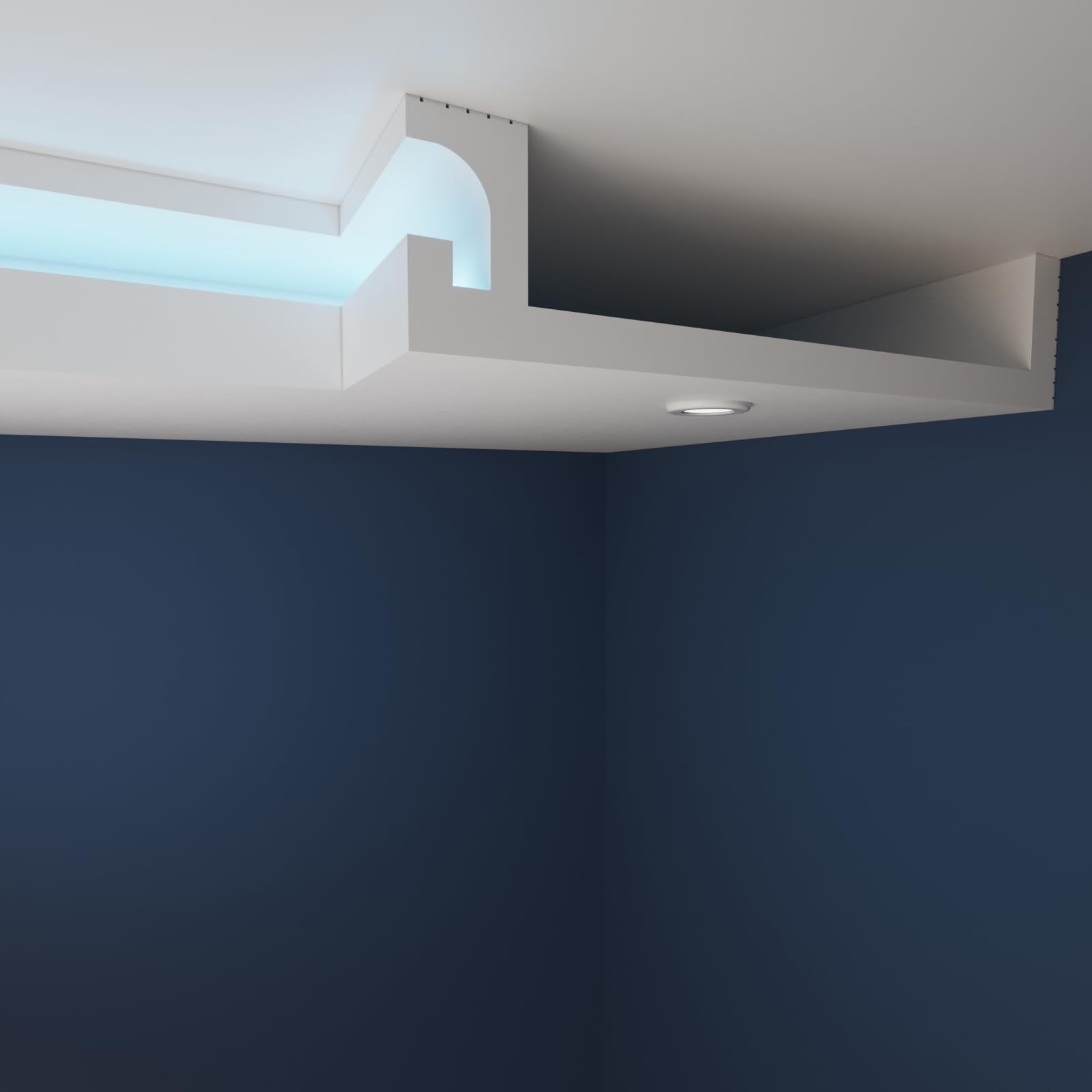 LED Ceiling Coving Cornice WLS14, XPS, DIY, External Corner 20cm (2 Pcs)