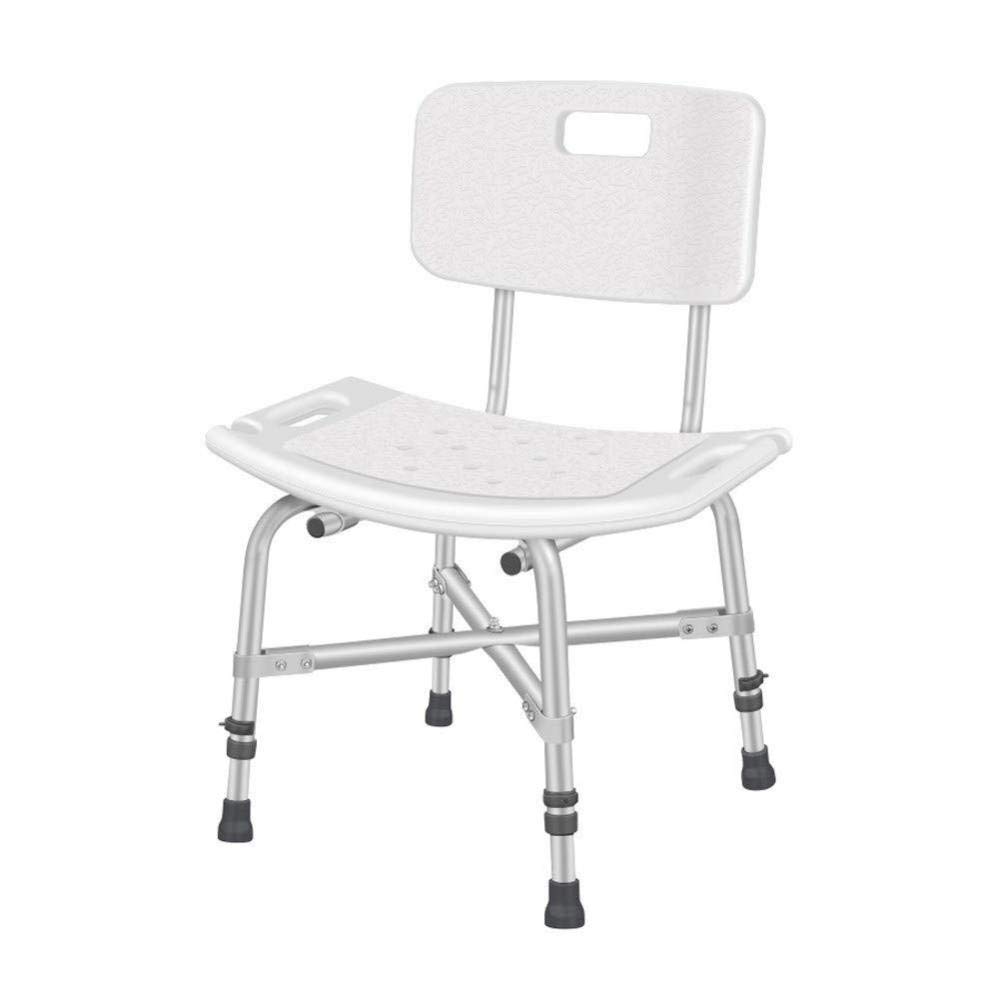 Silla De Ducha con Respaldo Ajustable De Alta Resistencia Rectangular Antideslizante Taburete De Ducha (Blanco)