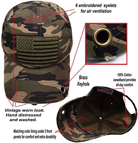 Image of Antourage American Flag Unisex Baseball Hat for Men and Women | USA Flag Mesh Snapback Flat Visor Cap + 2 Patriotic Patches