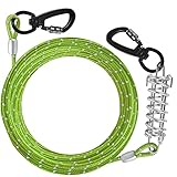 VIVBOO Dog Tie Out Cable 10ft/15ft/20ft/30ft Dog Runner for Yard and Outdoor with Swivel Hook Green/Blue/Purple Reflective Lead Dog Chains for Training Small to Medium Dogs Up to 100lbs