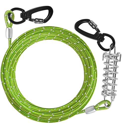 VIVBOO Dog Tie Out Cable 10ft/15ft/20ft/30ft Dog Runner for Yard and Outdoor with Swivel Hook Green/Blue/Purple Reflective Lead Dog Chains for Training Small to Medium Dogs Up to 100lbs