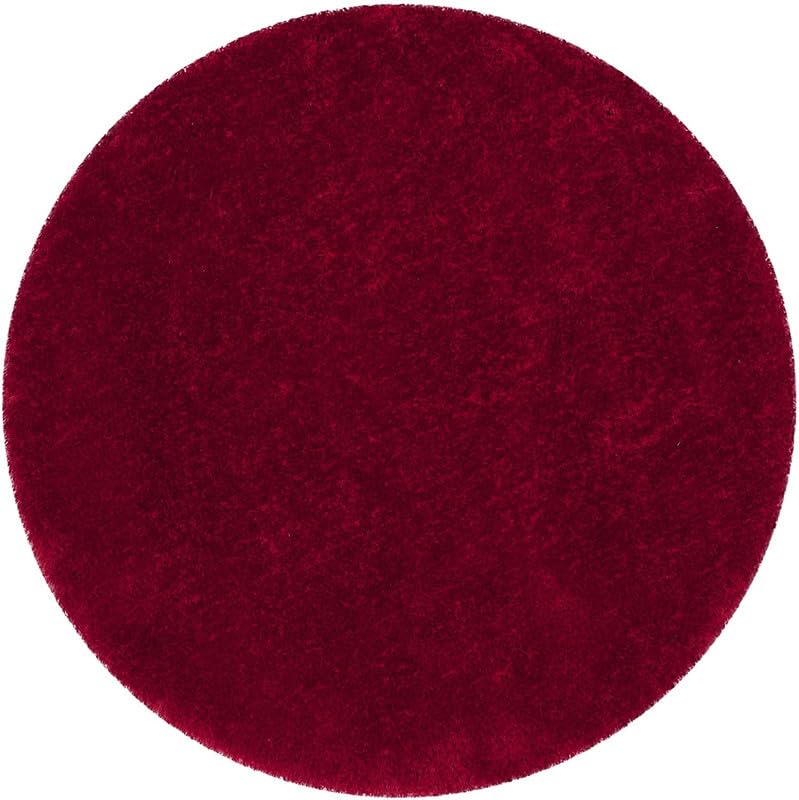 Image of Carpets for Living Room 7x7 Feet Round, Red Color, Microfiber, Anti Skid Rug