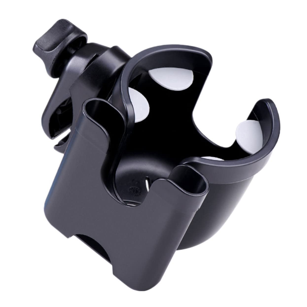 ifundom Lightweight Portable Abs Stroller Cup Holder with Bottle Rack for Baby Carriage, Black Sturdy Pram Accessory Suitable for Everyday Use