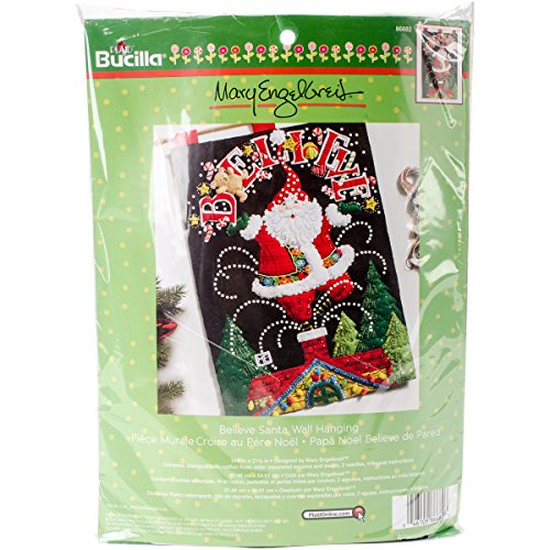 Bucilla Felt Applique Wall Hanging Kit, 14.75 by 21.5-Inch, Believe Santa