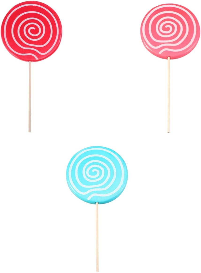 Holibanna 3pcs Large Lollipop Decoration Photo Booth Props Christmas Wedding Baby Shower Birthday Candy Ornaments DIY Embellishment Crafts (Red, Pink, Blue)