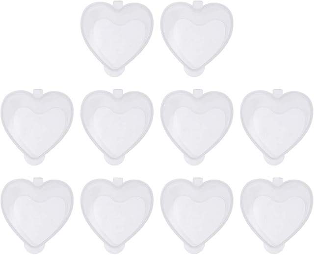 ULTNICE 100PCS Plastic Slime Containers Empty Spice Containers Heart Shaped Plastic Jars with Lids 50ML