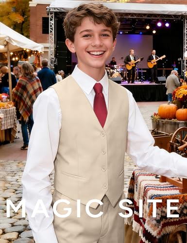 Image of Boy's 4 Button Formal Suit Vest with Tie