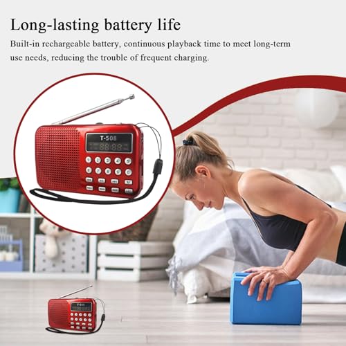 Radio AM/FM portátil digital compacta con pantalla LED y altavoz para música 2