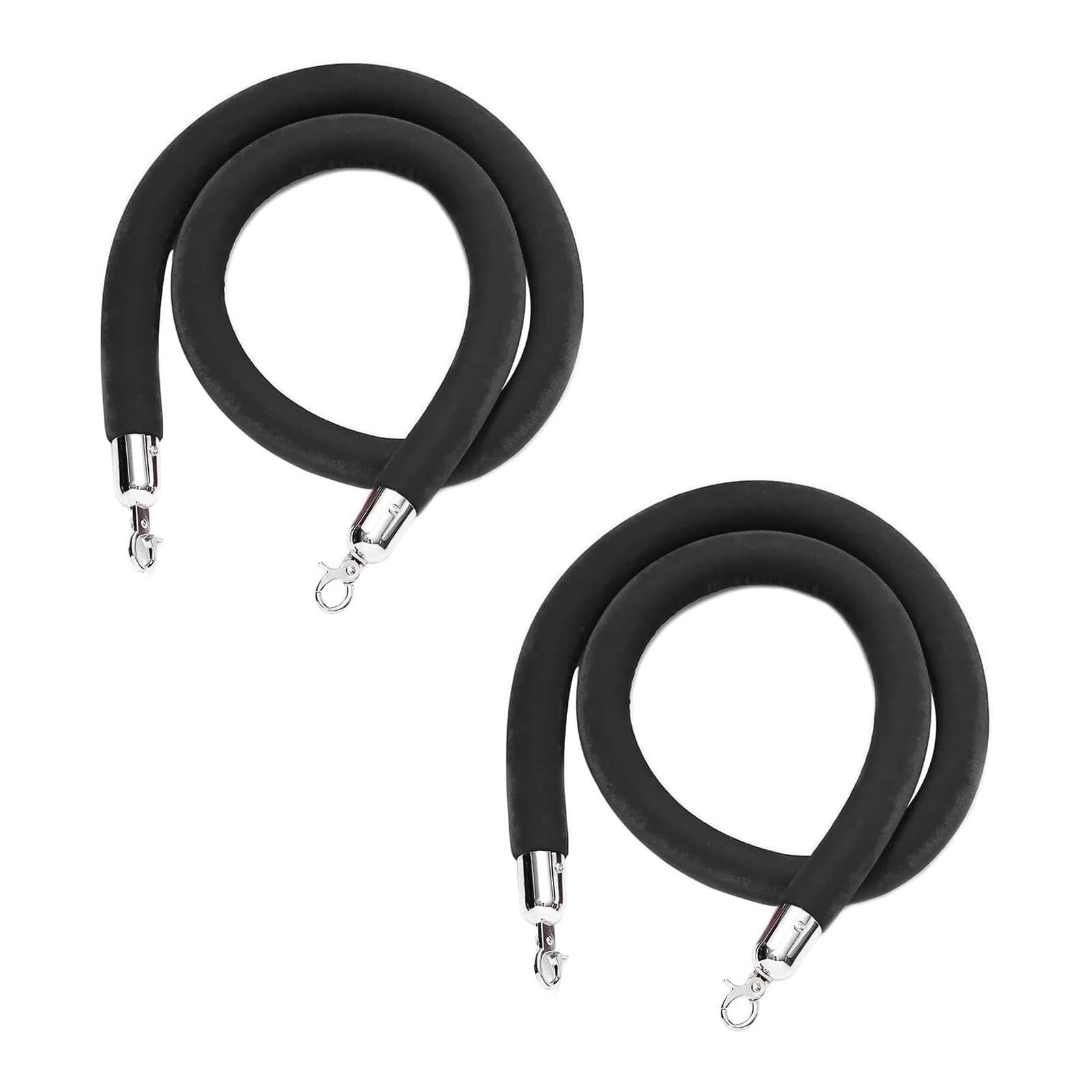 Ghkryd Black Barrier Rope, Crowd Control Barriers For Stanchion Posts Queue Pole,Rope Safety Barrier With Silver Hooks(,2.5M)