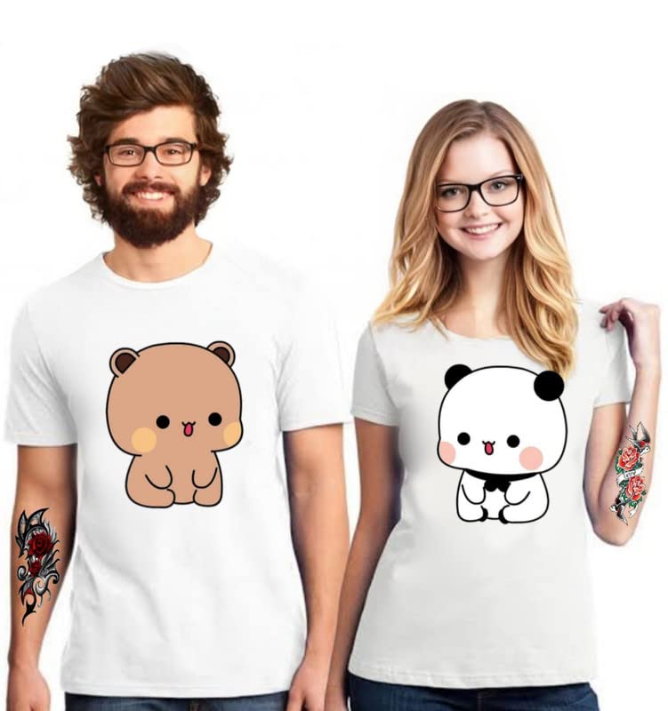 GenericRegular Fit Round Neck White Half Sleeve | Couple Tshirt Best Gift Items for Couple for Marriage Anniversary & Birthday Party| Printed Design T-Shirt