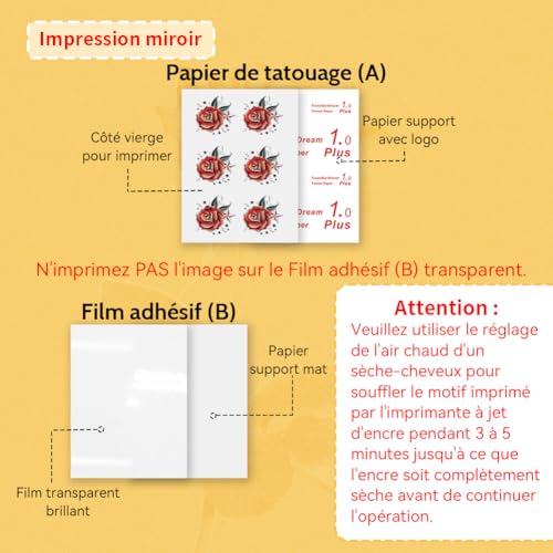 TransOurDream A4*5 Papier Transfert pour Tatouage Temporaire PRO – vue 6