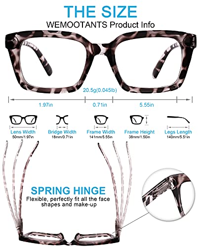 Image of Large Square Blue Light Blocking Reading Glasses Women Oversized Computer Readers 1.0 1.5 2.0 2.5 3.0 3.5 Leopard 1.00