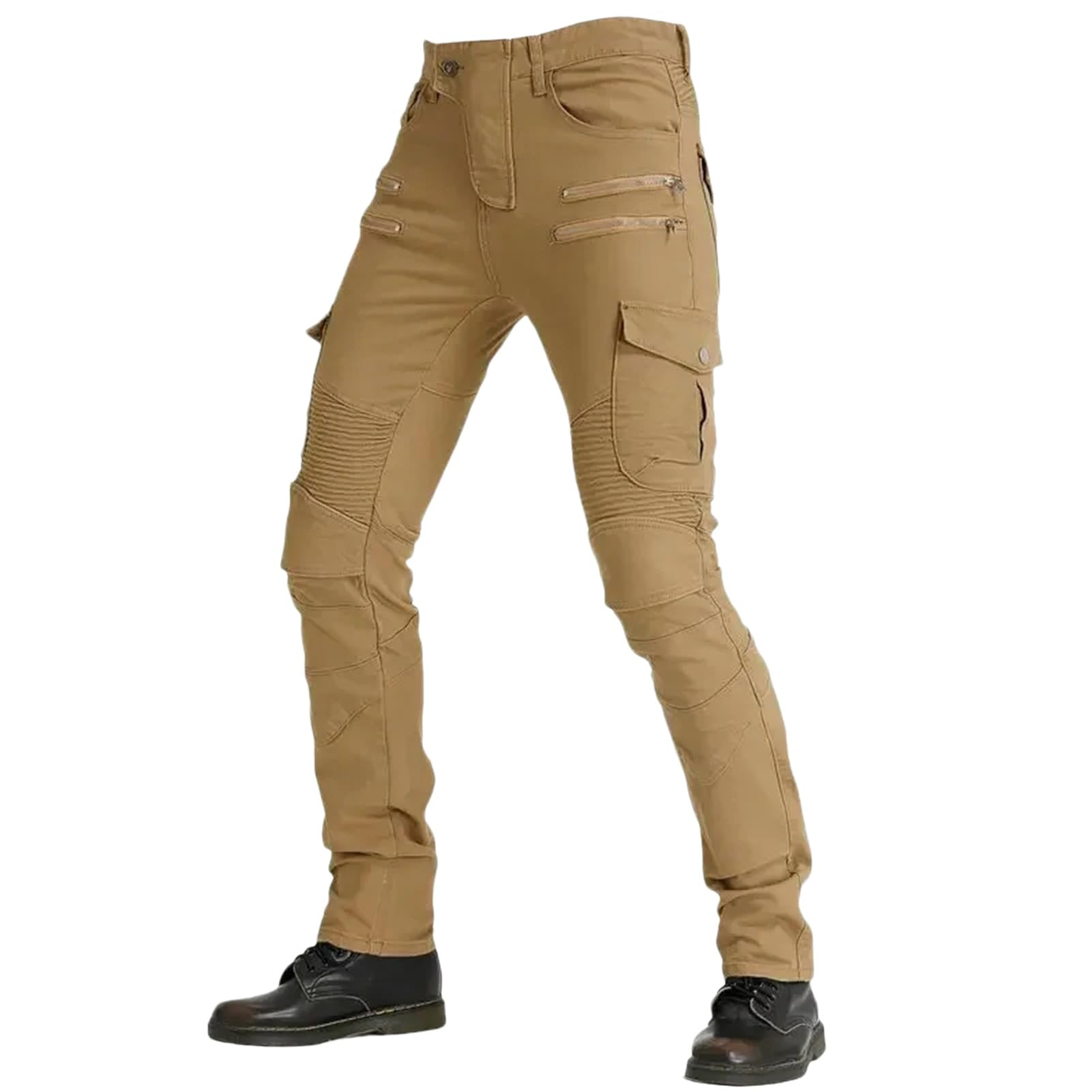 Uomo Moto Pantaloni Jeans Pantaloni Protettivi da Uomo con 2 Paia Di Protezioni per Fianchi e Ginocchia, Jeans da Motociclista Slim Fit