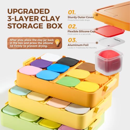 Image of Jar Melo Air Dry Clay for Kids 36 Colors Modeling Clay Kit with Storage Box