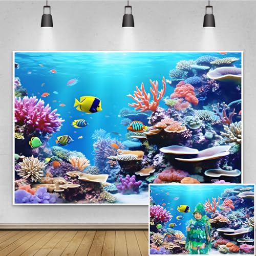 Toile de fond poisson corail marin Renaiss 1,5x0,9m en vinyle coloré pour décor photo d'aquarium