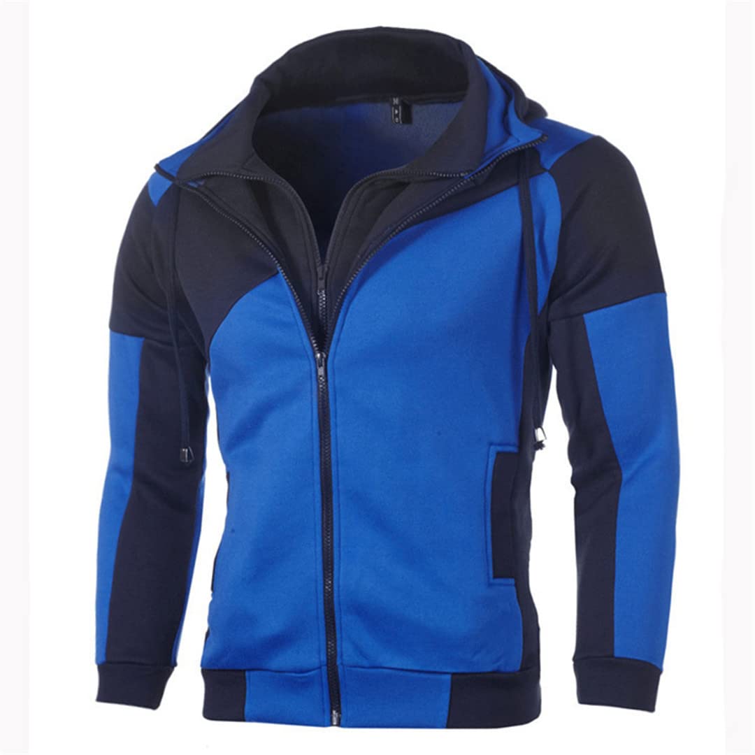 Primavera e Autunno Felpa Uomo Patchwork Cardigan Maglione Slim Sportswear, Rosso, XXXL