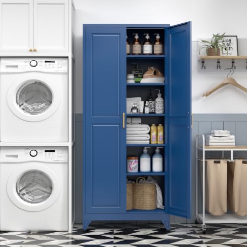 Image of SteeLoong 75 inchMetal Pantry Storage Cabinet with Doors & 5 Adjustable Shelves