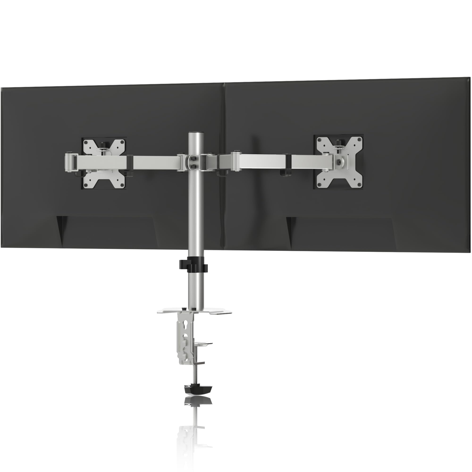 Pholiten Monitor Halterung für 13-38 Zoll LED Bildschirm bis zu 10 kg, Monitor Arm für 2 Monitore, Höhenverstellbar Schwenkbar Neigbar Monitorhalterung, max.VESA 100x100mm, Silber, MD97442MS