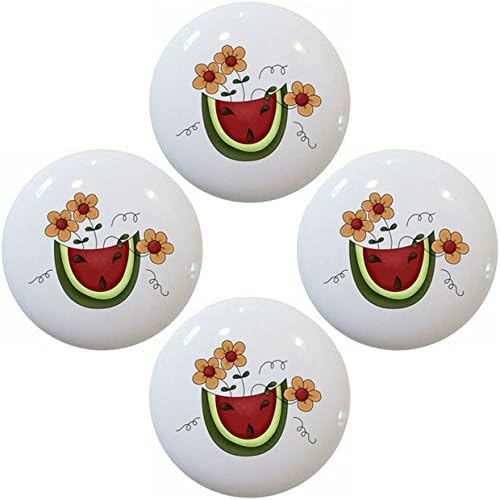 Watermelon and Daisies Ceramic Cabinet Drawer Pulls Knobs (Set of 10 Knobs)