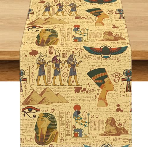 Buxiuer Egyptian Table Runner Ancient Egypt Theme Birthday Party Decoration Pharaoh Sphinx Pyramid Dining Room Home Kitchen Table Decor
