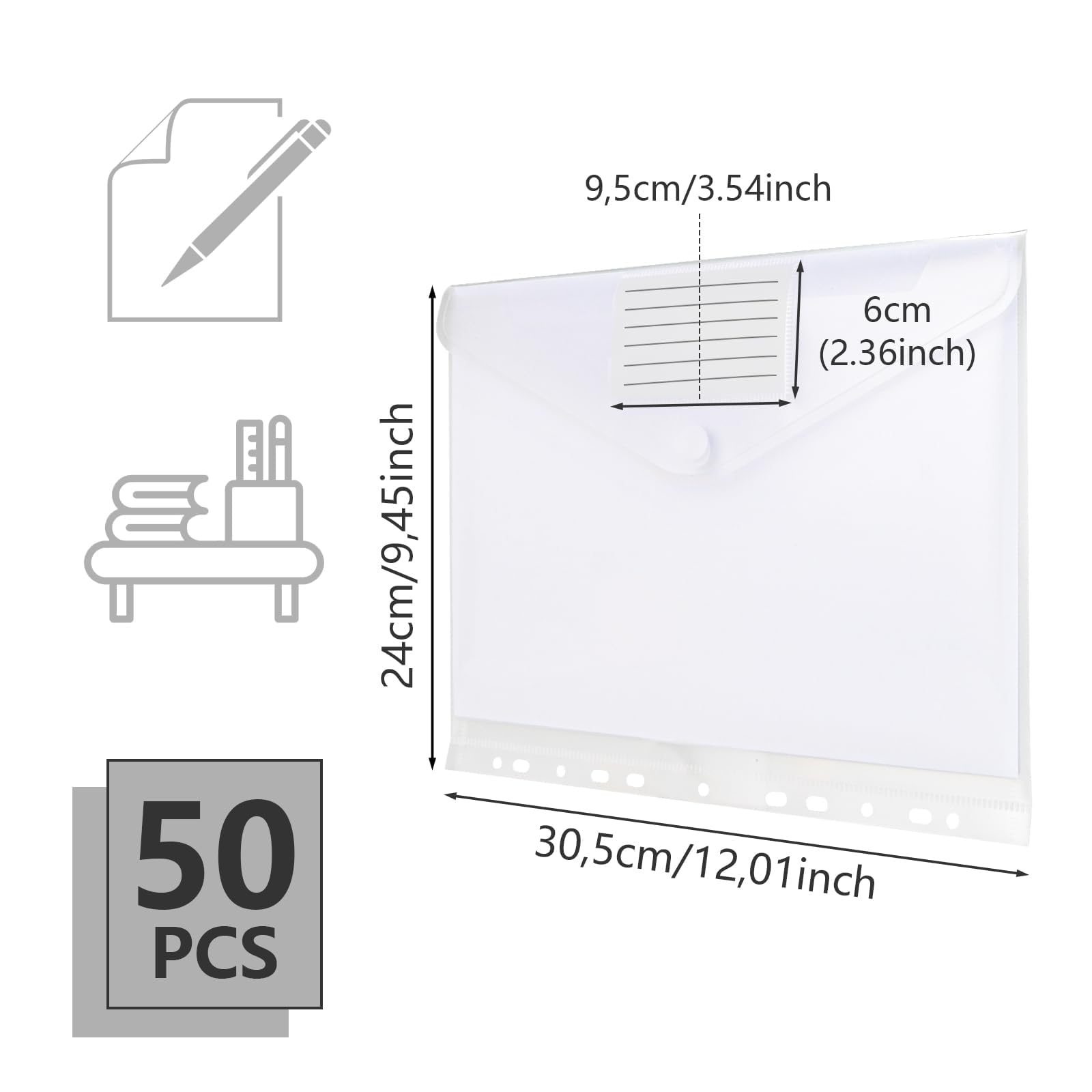 50 Pezzi Cartelline Portadocumenti A4 Cartelline Portadocumenti A4 Trasparente Per Archiviazione Cartelline Trasparenti A4 In Plastica, Vassoio Di Archiviazione Cartelline Trasparenti Per Scuola