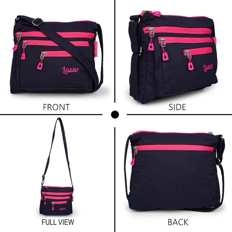 Image of Lasso Stylish Multi-Pocket Crossbody Waterproof Sling Bag For Women with Adjustable Strap | Stylish Ladies one side bag and purse for women & girls | 5 L Capacity & 5 Multiple Pockets with Zip