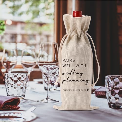 Image of Engaged Engagement Bridal Shower Gifts for Couples Women | Wedding Planning Wine Bag Engagement Party Decorations for Bride Pairs Well With Wedding Planning Wine Accessory Sets